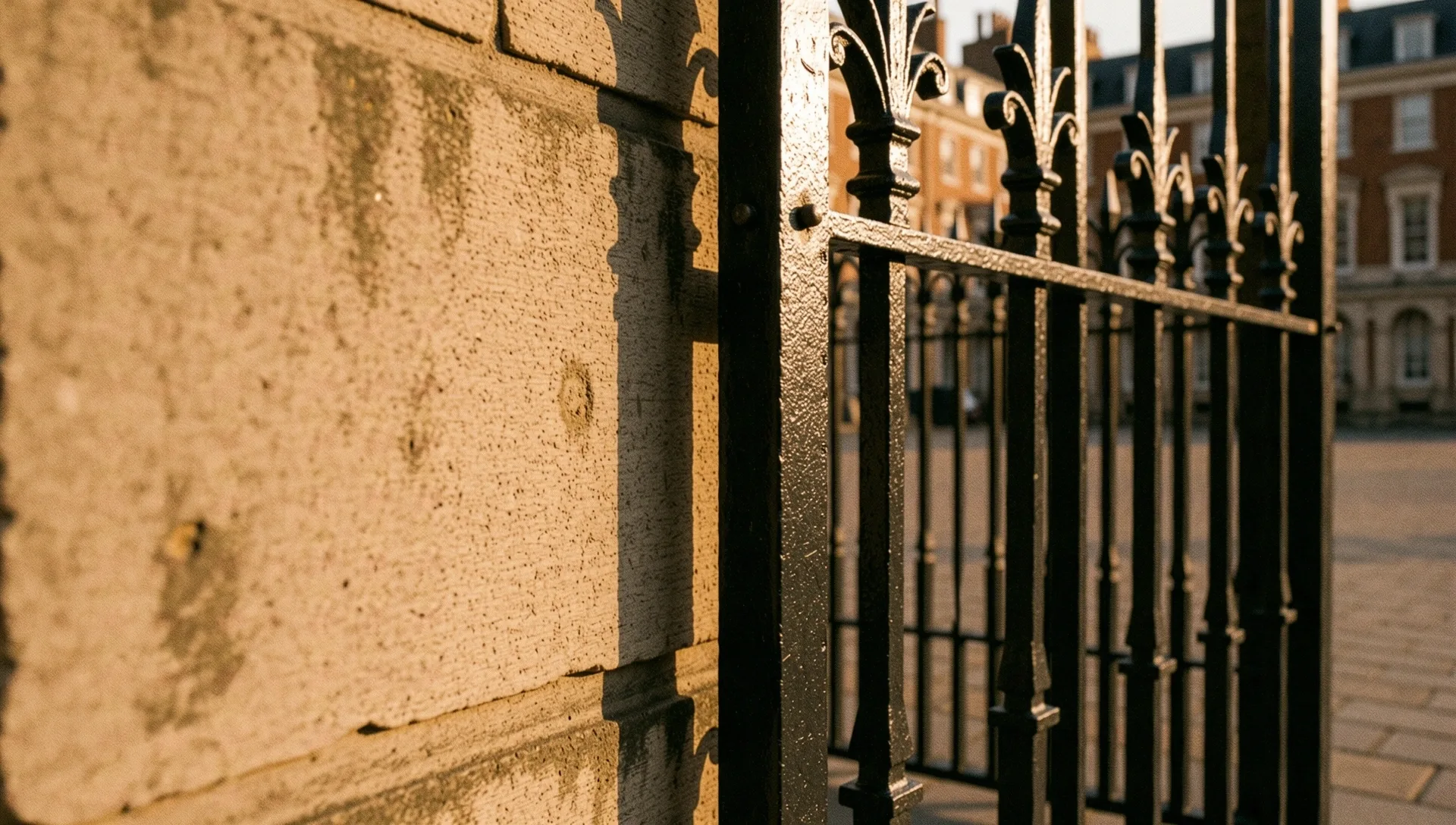 Textured stone and iron detailing